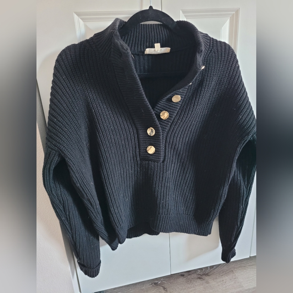 Sezane Black Button-down Sweater, XS